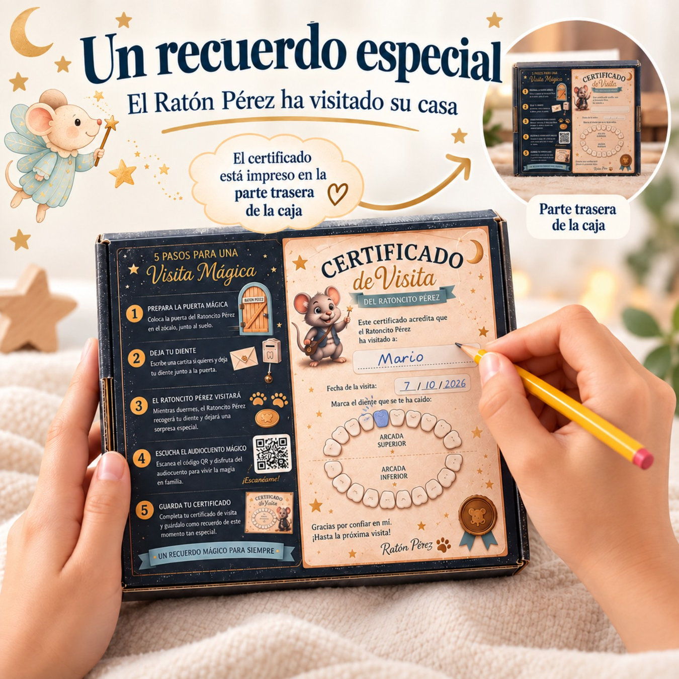 Certificado del Ratoncito Pérez rellenado a mano