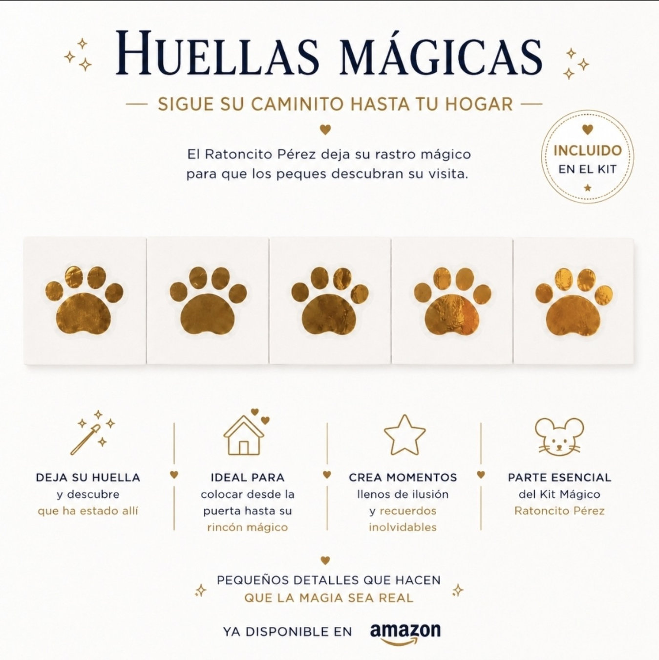 Huellas mágicas doradas del Ratoncito Pérez